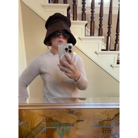 Eric Javits Wide Brim Hat Waterproof Suede Dark Brown - Picture 9 of 11